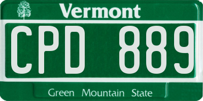 VT license plate CPD889