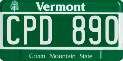 VT license plate CPD890