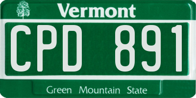 VT license plate CPD891