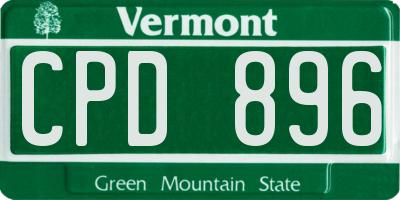 VT license plate CPD896