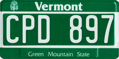 VT license plate CPD897
