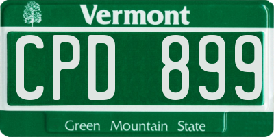 VT license plate CPD899