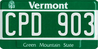 VT license plate CPD903