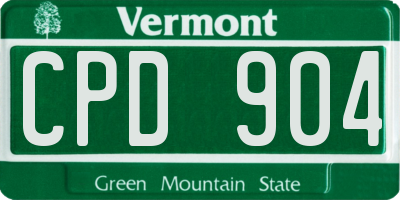 VT license plate CPD904