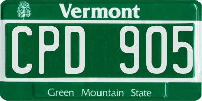 VT license plate CPD905