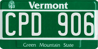 VT license plate CPD906