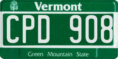 VT license plate CPD908