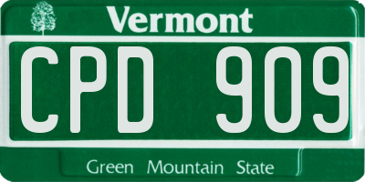 VT license plate CPD909