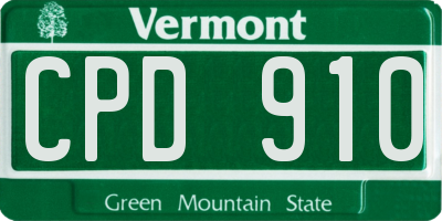 VT license plate CPD910