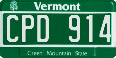VT license plate CPD914
