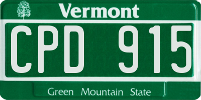 VT license plate CPD915