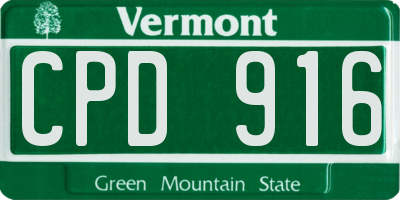 VT license plate CPD916
