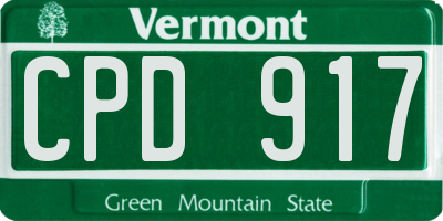 VT license plate CPD917