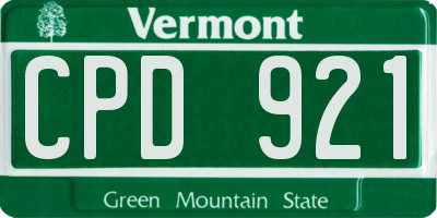 VT license plate CPD921