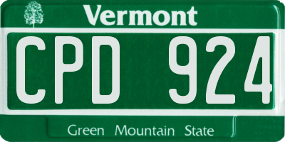 VT license plate CPD924