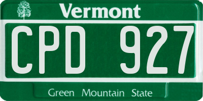 VT license plate CPD927