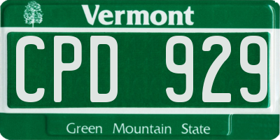 VT license plate CPD929