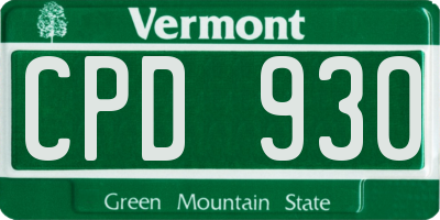 VT license plate CPD930
