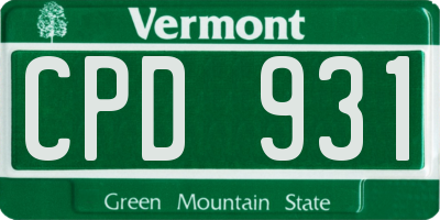 VT license plate CPD931