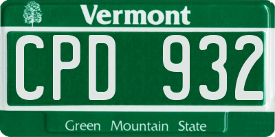 VT license plate CPD932