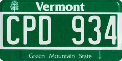 VT license plate CPD934