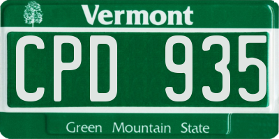 VT license plate CPD935
