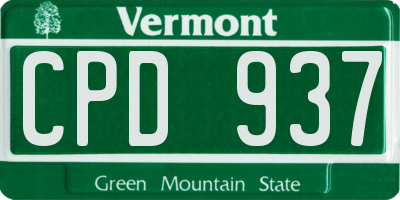 VT license plate CPD937