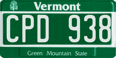 VT license plate CPD938