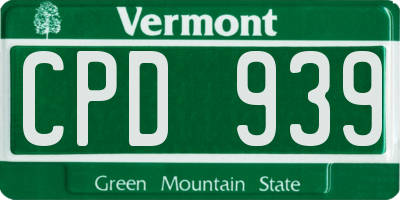 VT license plate CPD939
