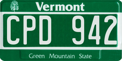 VT license plate CPD942