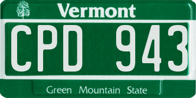 VT license plate CPD943