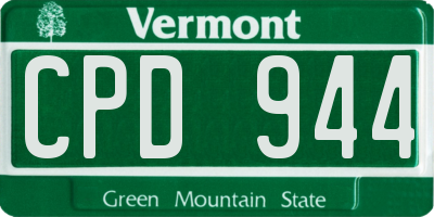 VT license plate CPD944