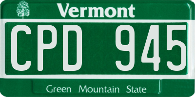 VT license plate CPD945