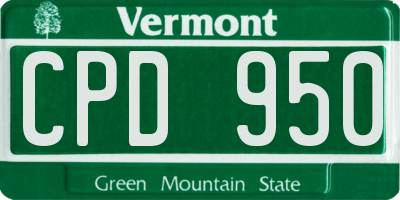 VT license plate CPD950