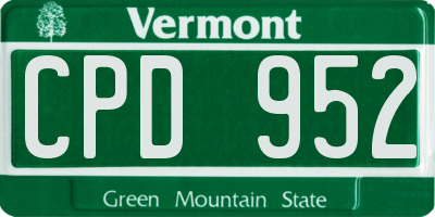 VT license plate CPD952