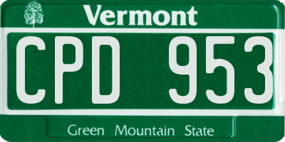 VT license plate CPD953