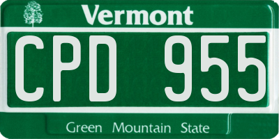 VT license plate CPD955