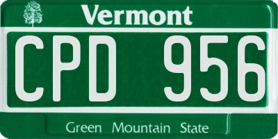 VT license plate CPD956