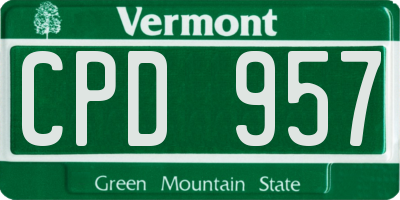 VT license plate CPD957