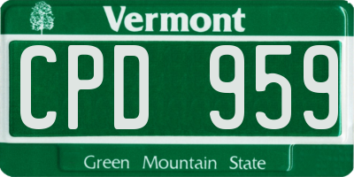 VT license plate CPD959