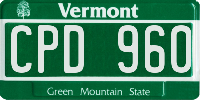 VT license plate CPD960