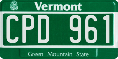 VT license plate CPD961