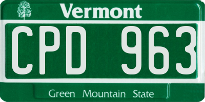 VT license plate CPD963
