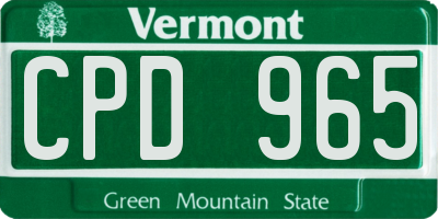 VT license plate CPD965