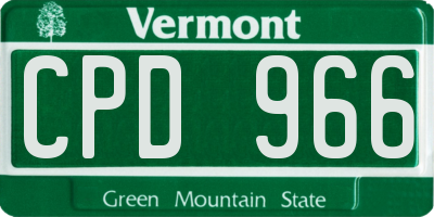 VT license plate CPD966