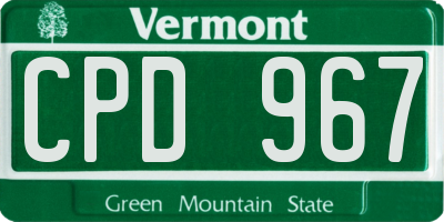VT license plate CPD967