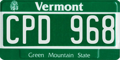 VT license plate CPD968