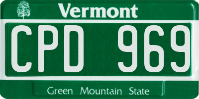 VT license plate CPD969