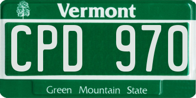 VT license plate CPD970