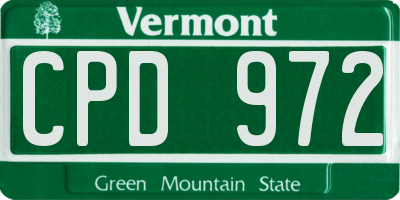 VT license plate CPD972